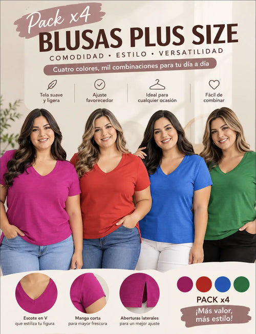 Blusa Basica cuello V x4